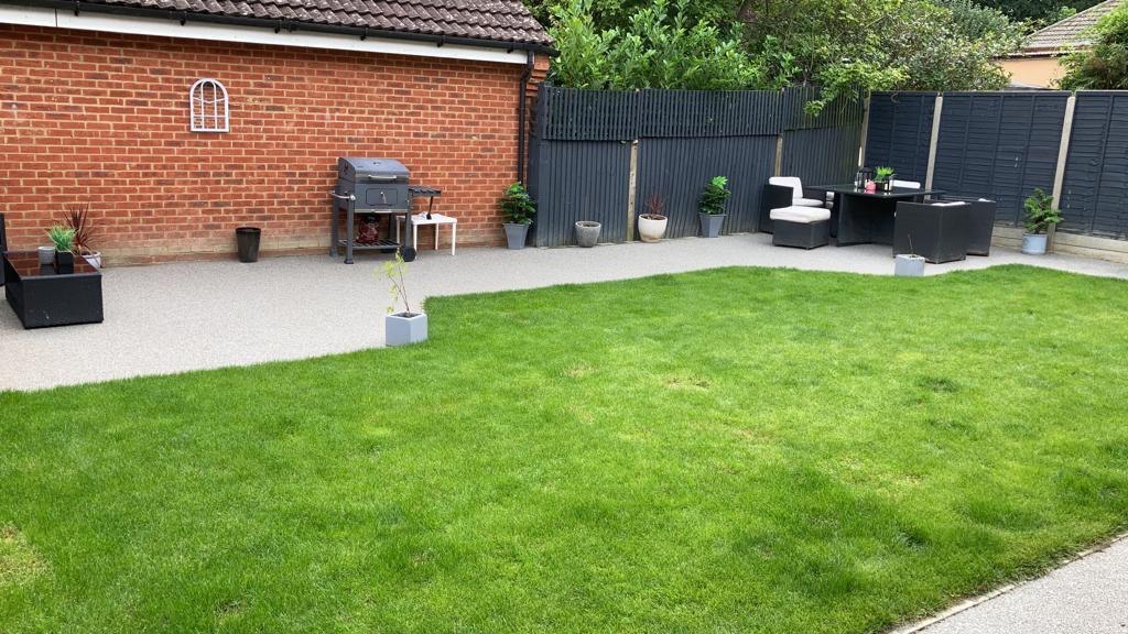 This is a photo of a Resin patio carried out in a district of York. All works done by Resin Driveways York